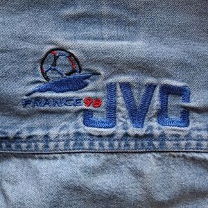 VTG 1998 Woodbridge Trimark JVC FIFA World Cup France Denim Shirt Adult Large